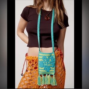 NWOT Urban Outfitters Woven Neck Pouch Knit Crotchet Bag